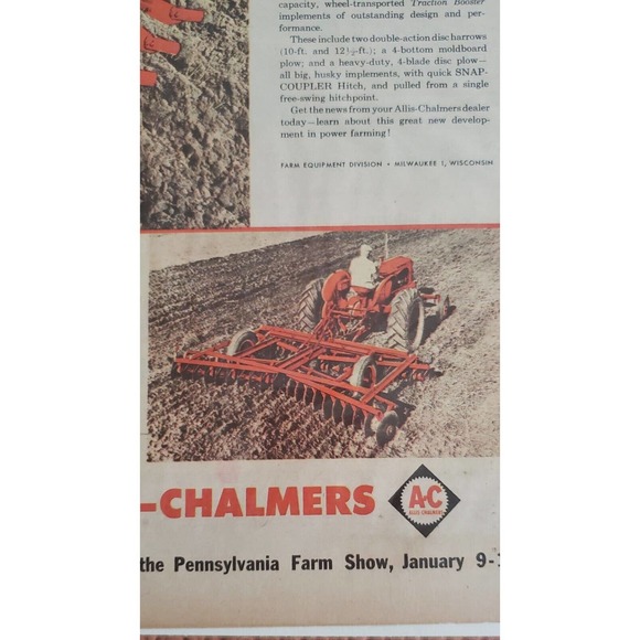 Allis Chalmers Vintage Tractor Ad 1956 Traction Boost Farming - Picture 3 of 3